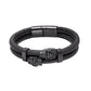 MKENDN Gothic Style Men Vintage Devil Fish Skin Leather Bracelet Double Skull Pave CZ Bracelets Handmade Jewelry Pulseras