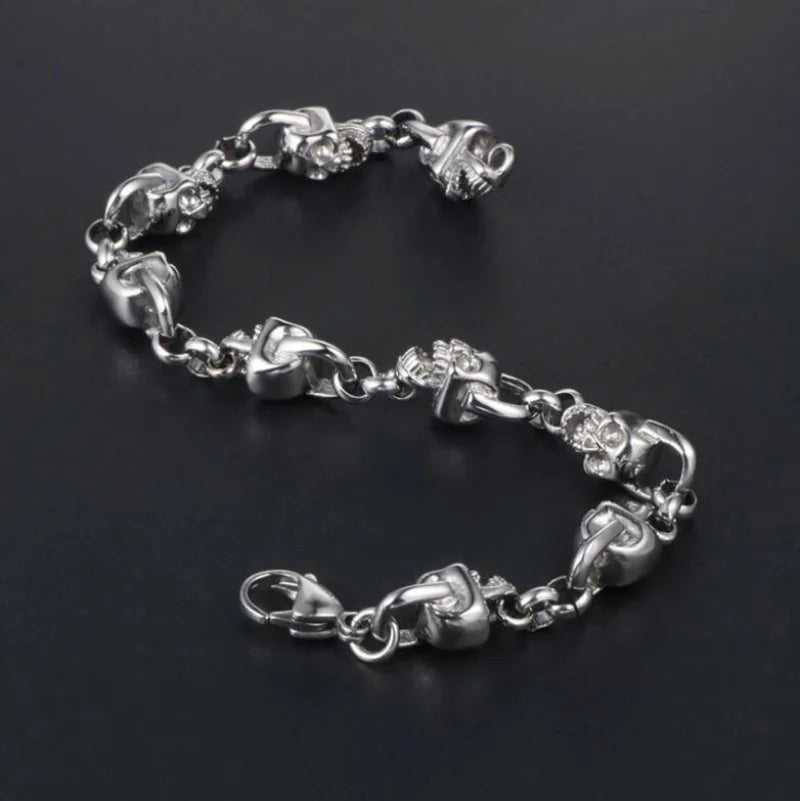 Vintage Fashion Stainless Steel Men's Skull Bracelet Punk Rock Biker Bracelet Men's Jewelry Gift