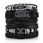 1 Fashion Bracelet Viking  Bracelet For Men Hand Bracelets Woven Skull Hand Jewelry Adjustable Leather Set Bracelet For Leather
