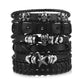 Fashion Viking Punk Bracelet For Men Hand Bracelets Multi-Layer Woven Skull Head Star Accessories Jewelry Leather Set Gifts