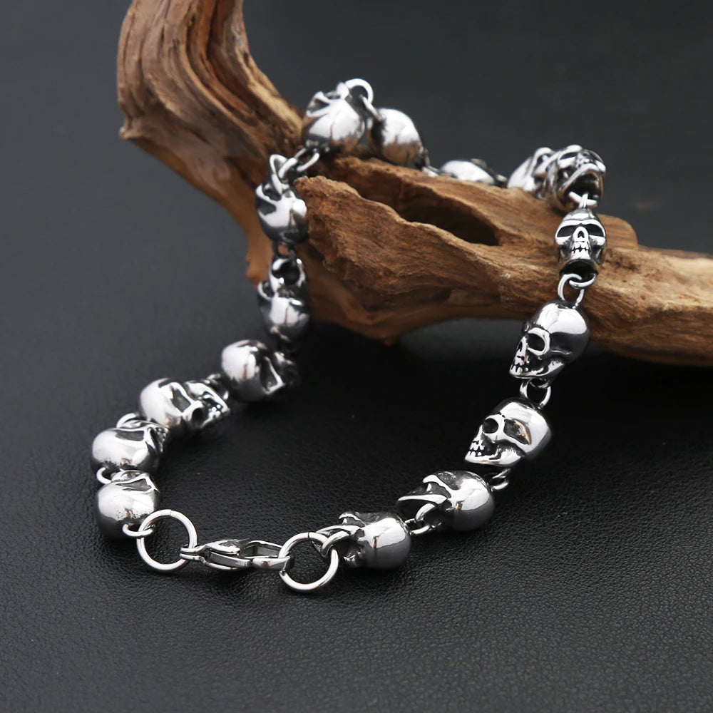 Gothic Vintage Personality Skull Bracelets For Men Women 316L Stainless Steel Fashion Punk Halloween Jewelry Gifts Dropshipping