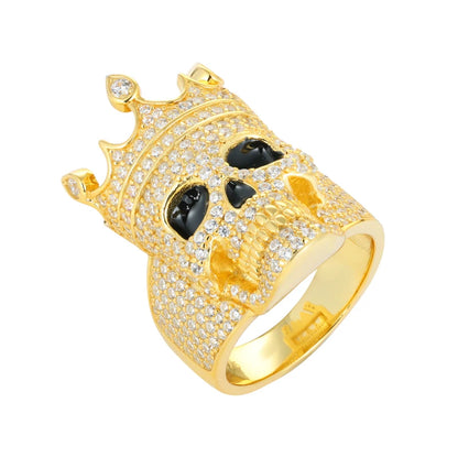 ICEDOUTBOX Moissanite Crown Skull Ring For Men Lab Diamond Sterling Silver Iced Out Hip Hop Rings for Woman Sparkling Jewelry