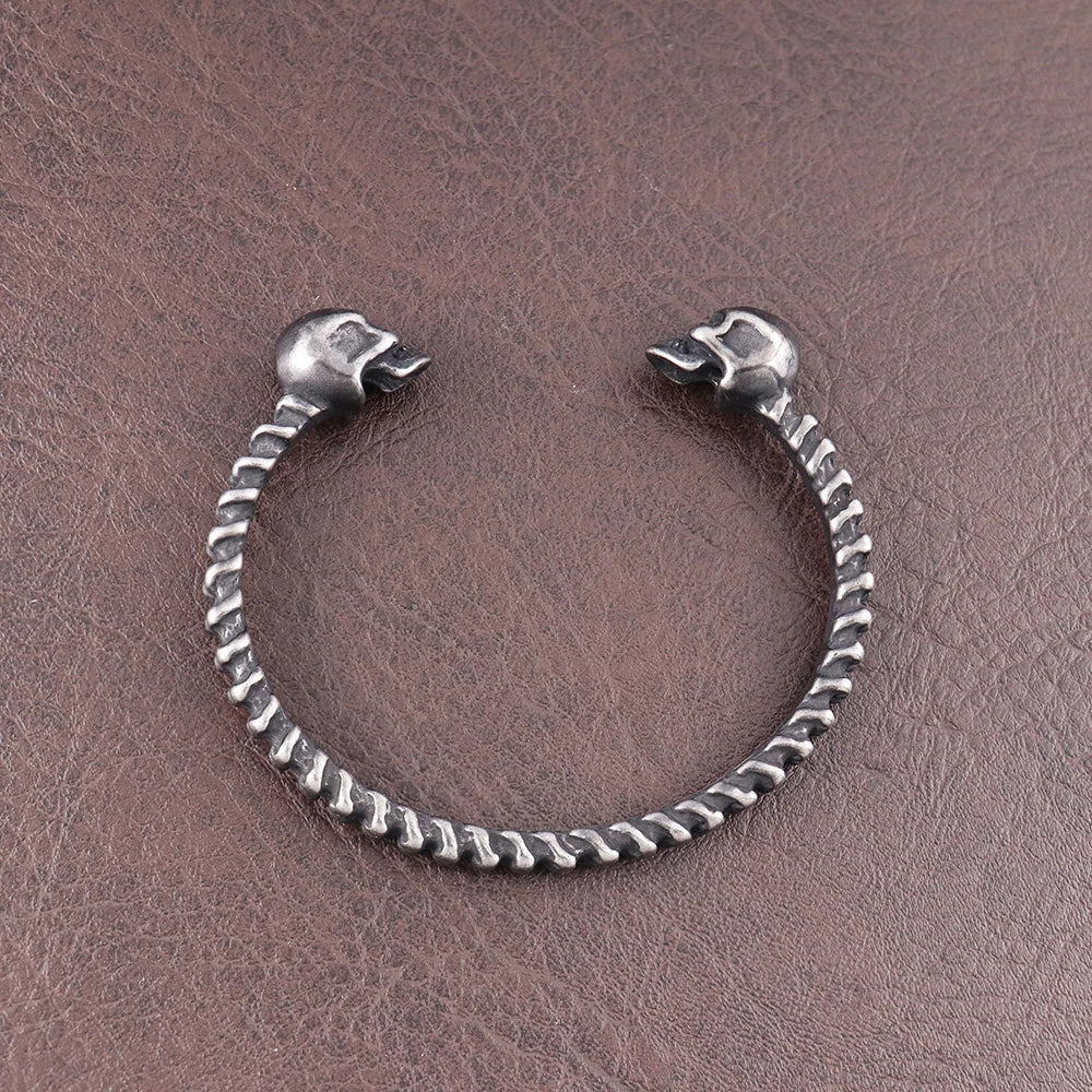 Stainless Steel Gothic Black Skull Bracelet for Men Vintage Adjustable Skeleton Bangle Never Fade Punk Rock Jewelry Dropshipping