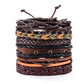 Fashion Viking Punk Bracelet For Men Hand Bracelets Multi-Layer Woven Skull Head Star Accessories Jewelry Leather Set Gifts