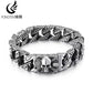 Fongten Gothic Mens Bracelets Stainless Steel Skull Franco Curb Chain Bracelet For Men Multiple Color Skeleton Armband Jewelry