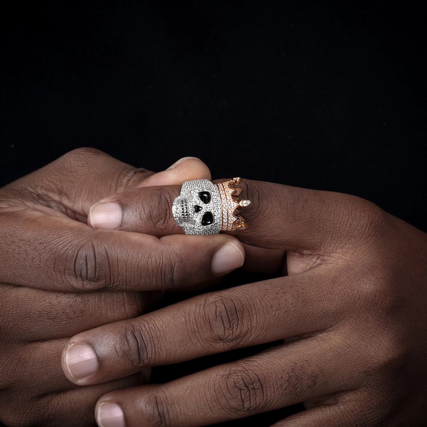 ICEDOUTBOX Moissanite Crown Skull Ring For Men Lab Diamond Sterling Silver Iced Out Hip Hop Rings for Woman Sparkling Jewelry