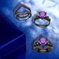 Gothic Black Rose Flower Skull Engagement Ring Set Red Purple Heart Zircon Crystal Anniversary Mother's Day Holiday Gift Jewelry