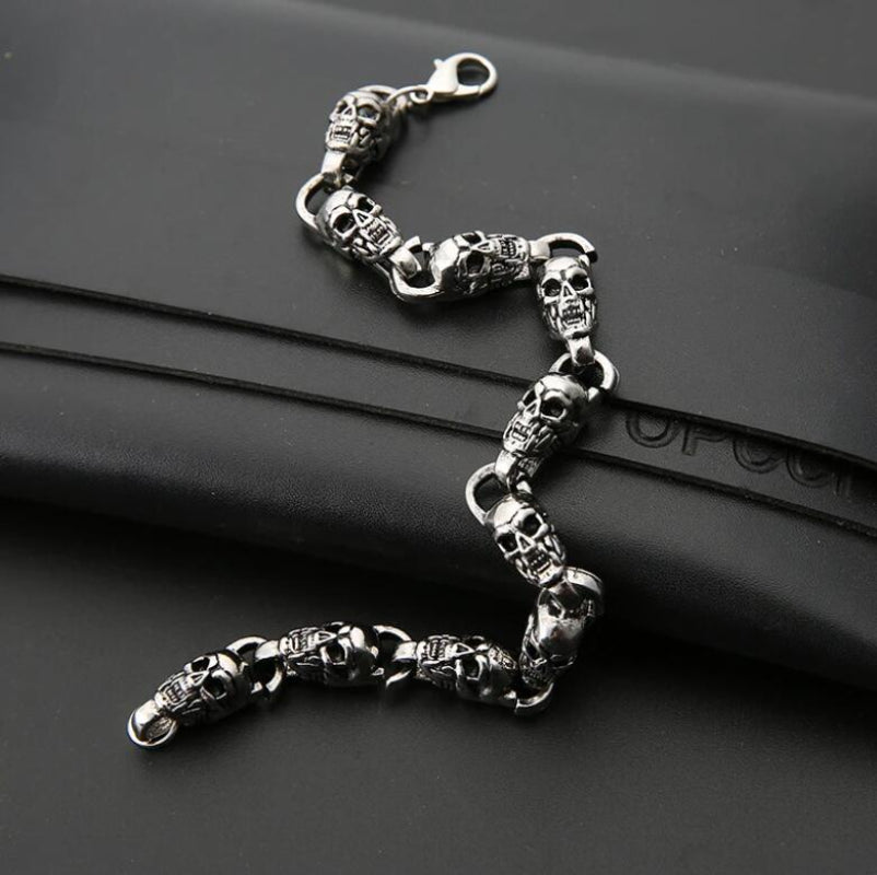 Vintage Fashion Stainless Steel Men's Skull Bracelet Punk Rock Biker Bracelet Men's Jewelry Gift