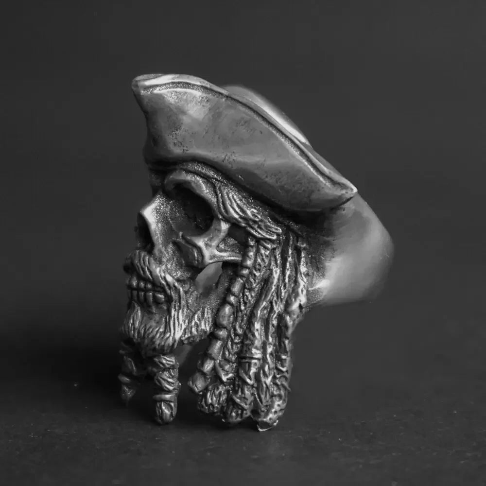 Retro Punk Gothic Pirate Captain Demon Skull Rings for Men Personality Scary and Funny Finger Jewelry Halloween Gifts
