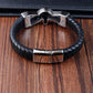 New Skull Stainless Steel Bracelets Genuine Leather Bangles Woven Men's Accessories Fine Gifts Accessories Wholesale Jewelry