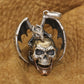 925 Sterling Silver Flying Dragon Punk Skull Pendant Details Biker Jewelry TA380