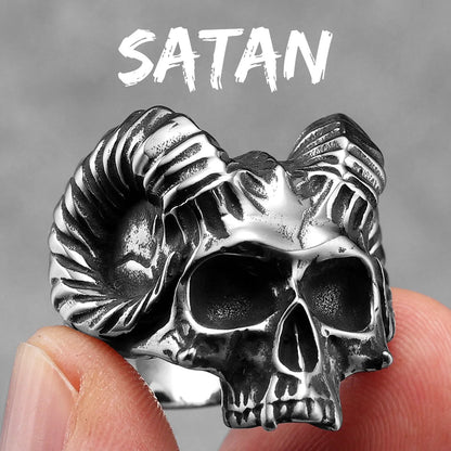 Gothic Satan Skull Men Rings Stainless Steel Women Jewelry Punk Retro New In Rock Fashion Accessories Gift Wholesale Dropshiping