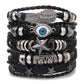 Fashion Viking Punk Bracelet For Men Hand Bracelets Multi-Layer Woven Skull Head Star Accessories Jewelry Leather Set Gifts