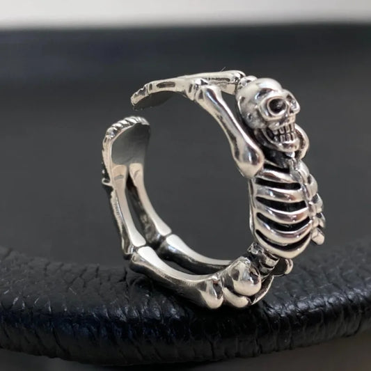 Buyee 925 Sterling Silver Big Open Ring for Men & Women Bold Design Statement Ring Unique Punk Fashion Jewelry Gift with Box