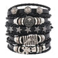 Fashion Viking Punk Bracelet For Men Hand Bracelets Multi-Layer Woven Skull Head Star Accessories Jewelry Leather Set Gifts