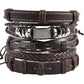 Fashion Viking Punk Bracelet For Men Hand Bracelets Multi-Layer Woven Skull Head Star Accessories Jewelry Leather Set Gifts