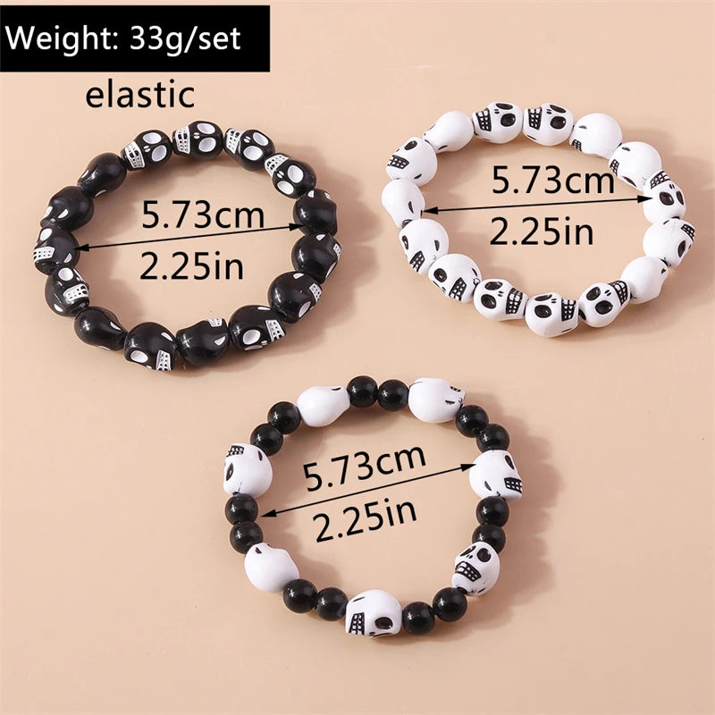 Fashion Skull Head Beads Bracelets for Women Adjustable Elastic Bracelet Girls Party Holiday Jewelry Decoration