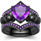 Gothic Black Rose Flower Skull Engagement Ring Set Red Purple Heart Zircon Crystal Anniversary Mother's Day Holiday Gift Jewelry