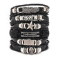 1 Fashion Bracelet Viking  Bracelet For Men Hand Bracelets Woven Skull Hand Jewelry Adjustable Leather Set Bracelet For Leather