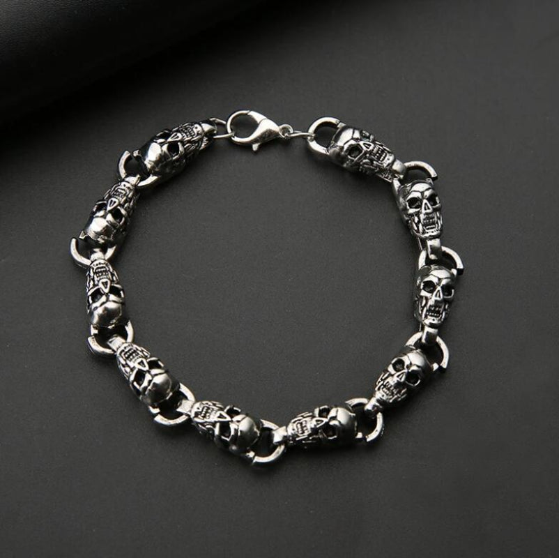Vintage Fashion Stainless Steel Men's Skull Bracelet Punk Rock Biker Bracelet Men's Jewelry Gift