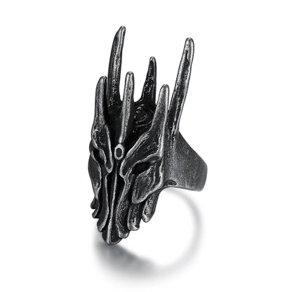 Vintage Black Helm of Sauron Ring For Men Women 316L Stainless Steel Punk Gothic Dragon Rings Fashion Jewelry Gifts Dropshipping