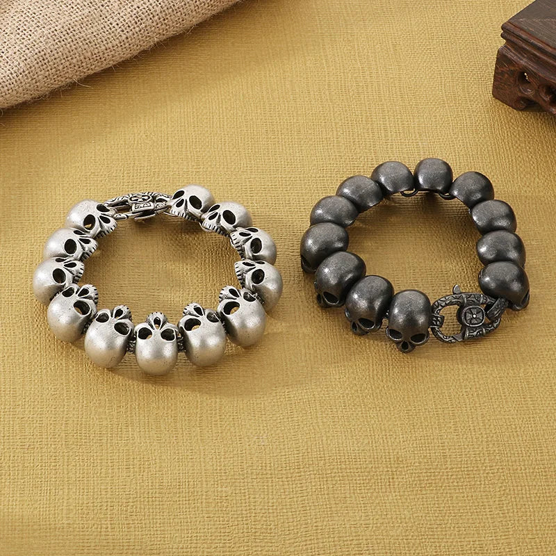 24mm Skull Charm Bracelet Men Stainless Steel 316L Punk Jewelry