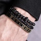 Luxury 3pcs/Set Skull Charm Black Bracelet Stainless Steel  Men Enamel Roman Number Bangles  Europe Fashion Couple Jewelry