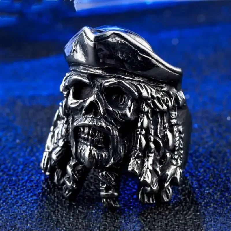 Retro Punk Gothic Pirate Captain Demon Skull Rings for Men Personality Scary and Funny Finger Jewelry Halloween Gifts