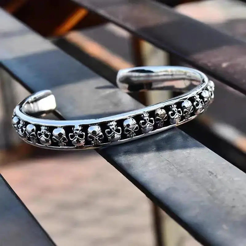 Fashionable Gothic style Skull Punk Bracelet Vintage Alloy Open Bracelet Handmade Jewelry Party Jewelry Gift