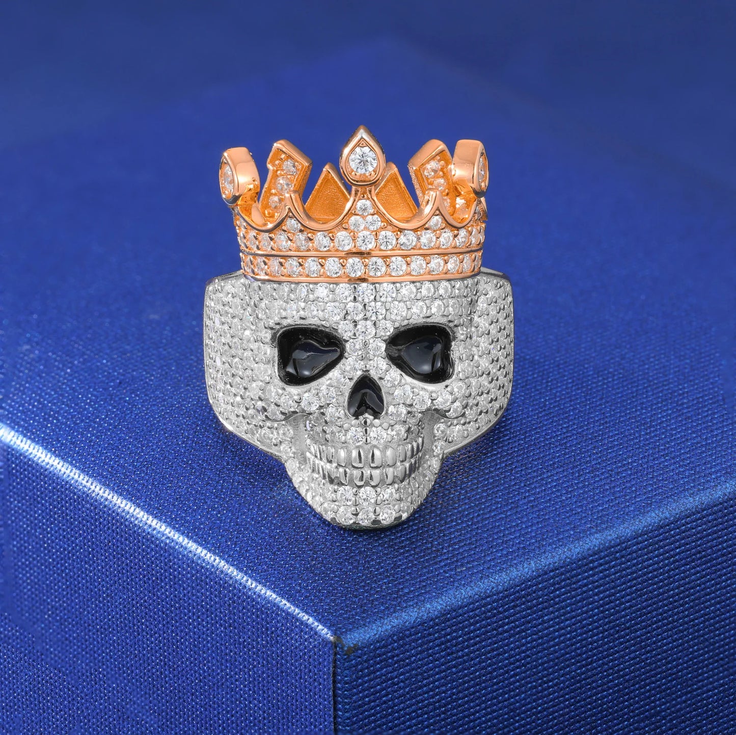 ICEDOUTBOX Moissanite Crown Skull Ring For Men Lab Diamond Sterling Silver Iced Out Hip Hop Rings for Woman Sparkling Jewelry