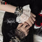 Harajuku Gothic Lolita Y2K subculture, dark punk, gothic, black and white wristband lace bracelet lace skull lace bracelet