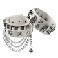 2PCS/Set Emo Goth Punk Bracelets Women Boho Skull Rivets PU Leather Bracelet Metal Chain Ball Tassels Bangles Festival Jewelry