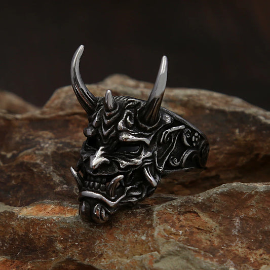 Vintage Unique Domineering Skull Ring Gothic Stainless Steel Mask Rings for Men Fashion Amulet Halloween Jewelry Gifts Wholesale
