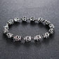 Cool Rock Style Steampunk Skull Bracelet for Men Women Alloy Skeleton Beaded Bracelet Hiphop Tibetan Prayer Beaded Bracelet New