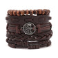 Fashion Viking Punk Bracelet For Men Hand Bracelets Multi-Layer Woven Skull Head Star Accessories Jewelry Leather Set Gifts