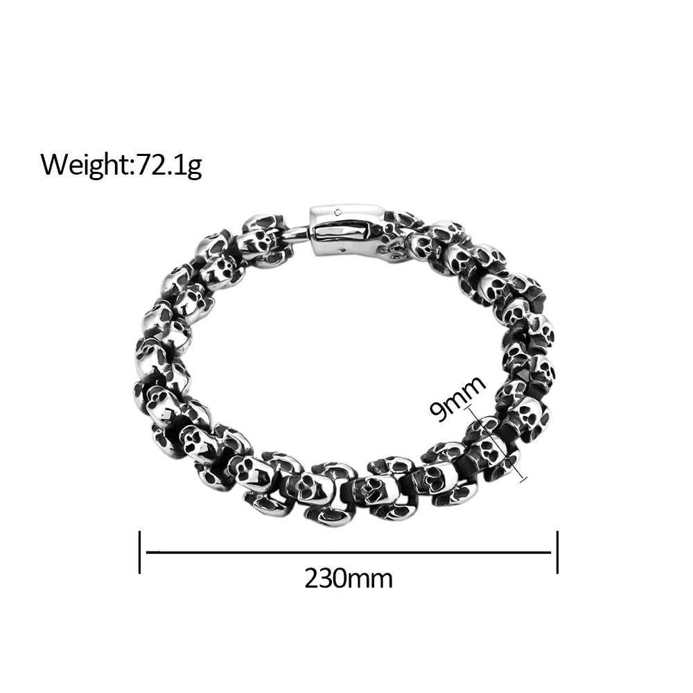 Gothic Vintage Stainless Steel Skull Bangle for Men Punk Trend Personalized Amulet Bracelets Fashion Jewelry Gifts Dropshipping