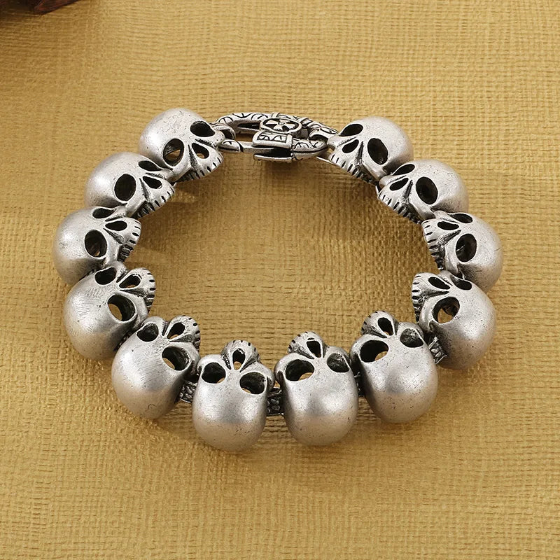 24mm Skull Charm Bracelet Men Stainless Steel 316L Punk Jewelry