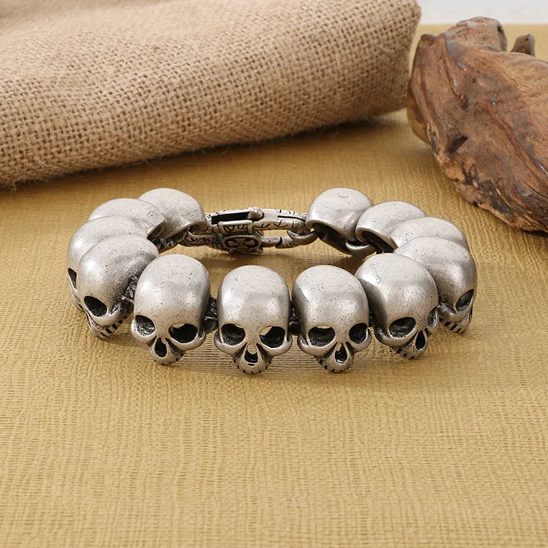24mm Skull Charm Bracelet Men Stainless Steel 316L Punk Jewelry