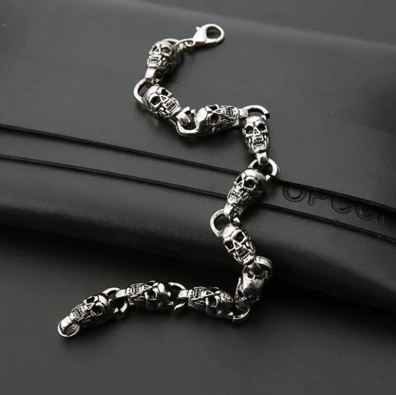 Vintage Fashion Stainless Steel Men's Skull Bracelet Punk Rock Biker Bracelet Men's Jewelry Gift
