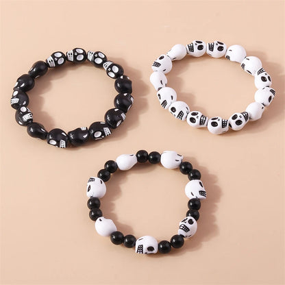 Fashion Skull Head Beads Bracelets for Women Adjustable Elastic Bracelet Girls Party Holiday Jewelry Decoration