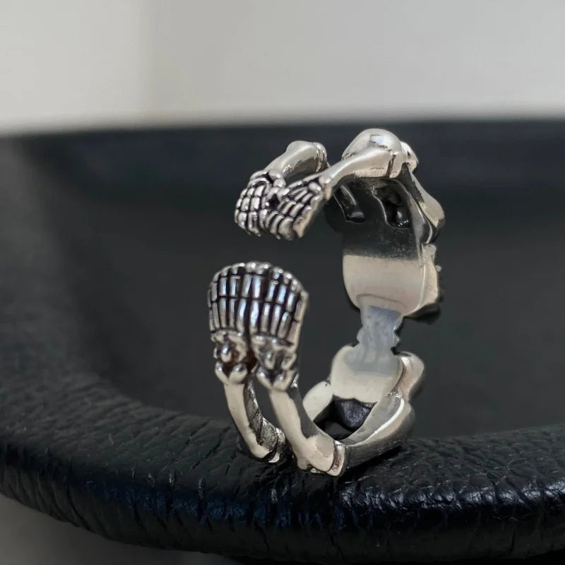 Buyee 925 Sterling Silver Big Open Ring for Men & Women Bold Design Statement Ring Unique Punk Fashion Jewelry Gift with Box