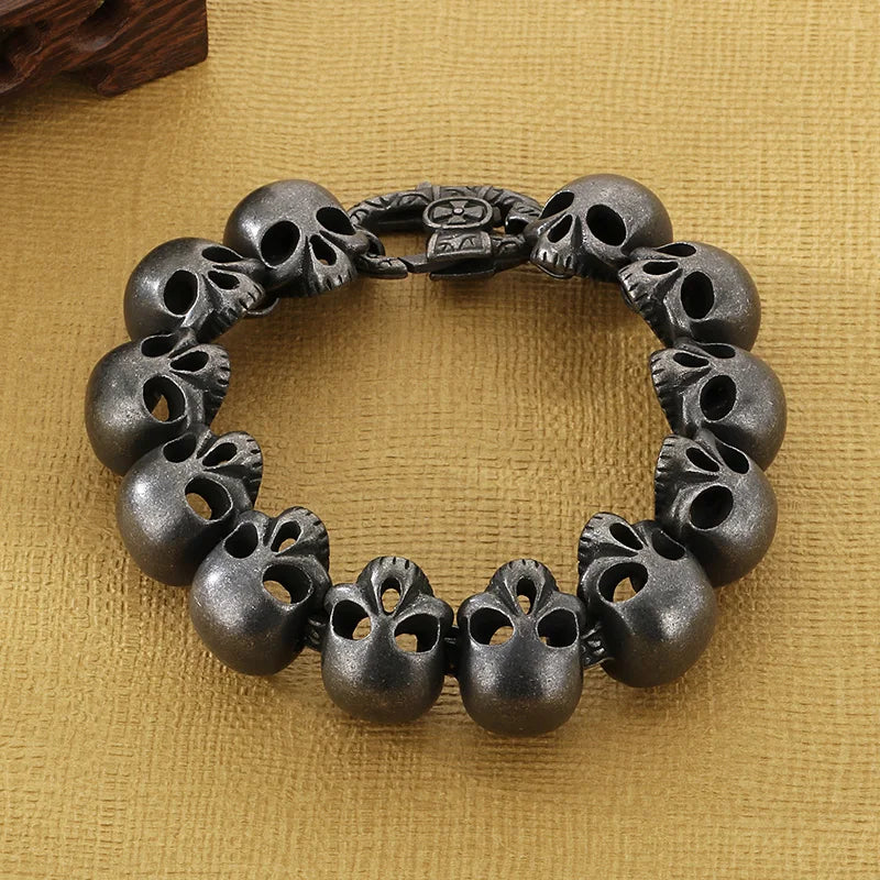 24mm Skull Charm Bracelet Men Stainless Steel 316L Punk Jewelry