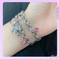 Y2K Accessories Pink Bowknot Rhinestone Skull Bracelet for Women Fashion Gothic Bone Thick Chain Charm Bracelet Harajuku Jewelry