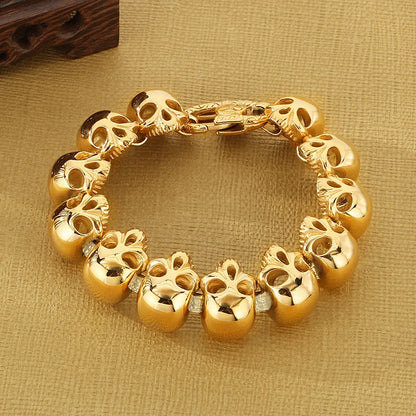 24mm Skull Charm Bracelet Men Stainless Steel 316L Punk Jewelry