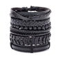 Fashion Viking Punk Bracelet For Men Hand Bracelets Multi-Layer Woven Skull Head Star Accessories Jewelry Leather Set Gifts
