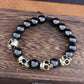 Trendy Agate Skull Bracelet Men's Vintage Handmade Adjustable Tiger's eye Bracelets Male Punk Hip Hop Charm Jewelry Dropshipping