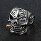 Punk Jewellery 316L Stainless Steel Men Ring Vintage Viking Skeleton Finger Band Rings With Crystal Eye Men's Jewelry Wholesale