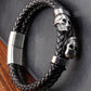 Skull Stainless Steel Fashion Punk Genuine Leather Rope Gold Bangle Magnetic Buckle Jewelry Trend 2024 Wholesale