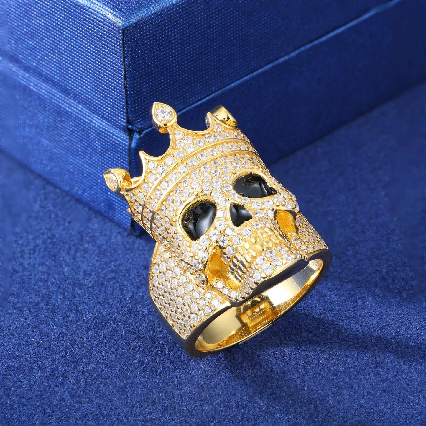ICEDOUTBOX Moissanite Crown Skull Ring For Men Lab Diamond Sterling Silver Iced Out Hip Hop Rings for Woman Sparkling Jewelry
