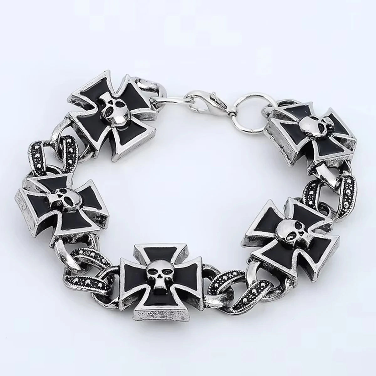New Retro Celtic Cross Shape Skull Pattern Bracelet Men's Bracelet Fashion Metal Cross Chain Bracelet Accessories Party Jewelry